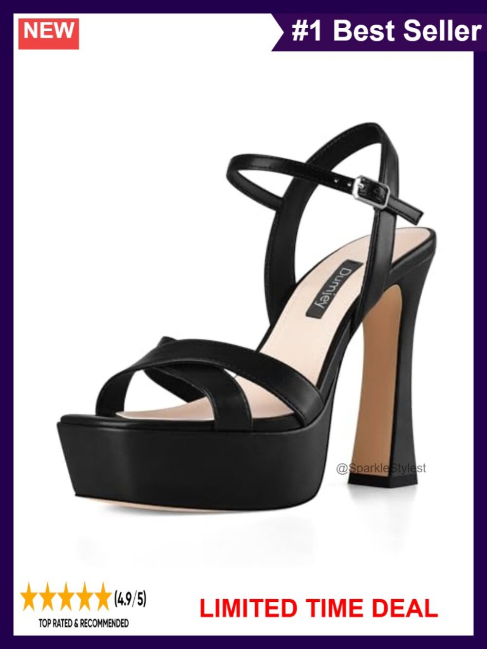 Women's Platform Heels Chunky High Heel Sandals Ankle Strap Open Toe